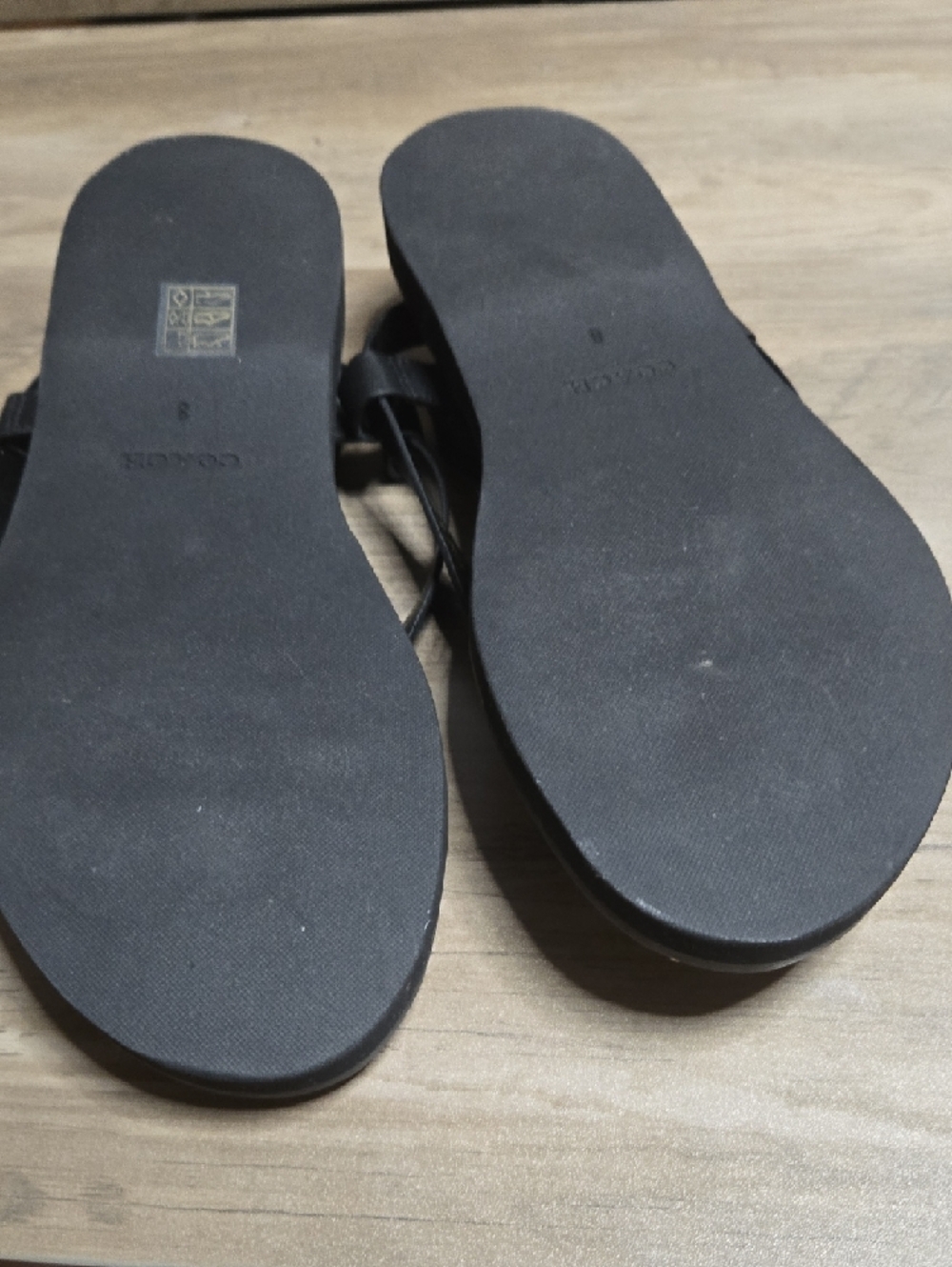 Coach Black Leather Ankle-Strap Studded Sandals - Picture 4 of 4